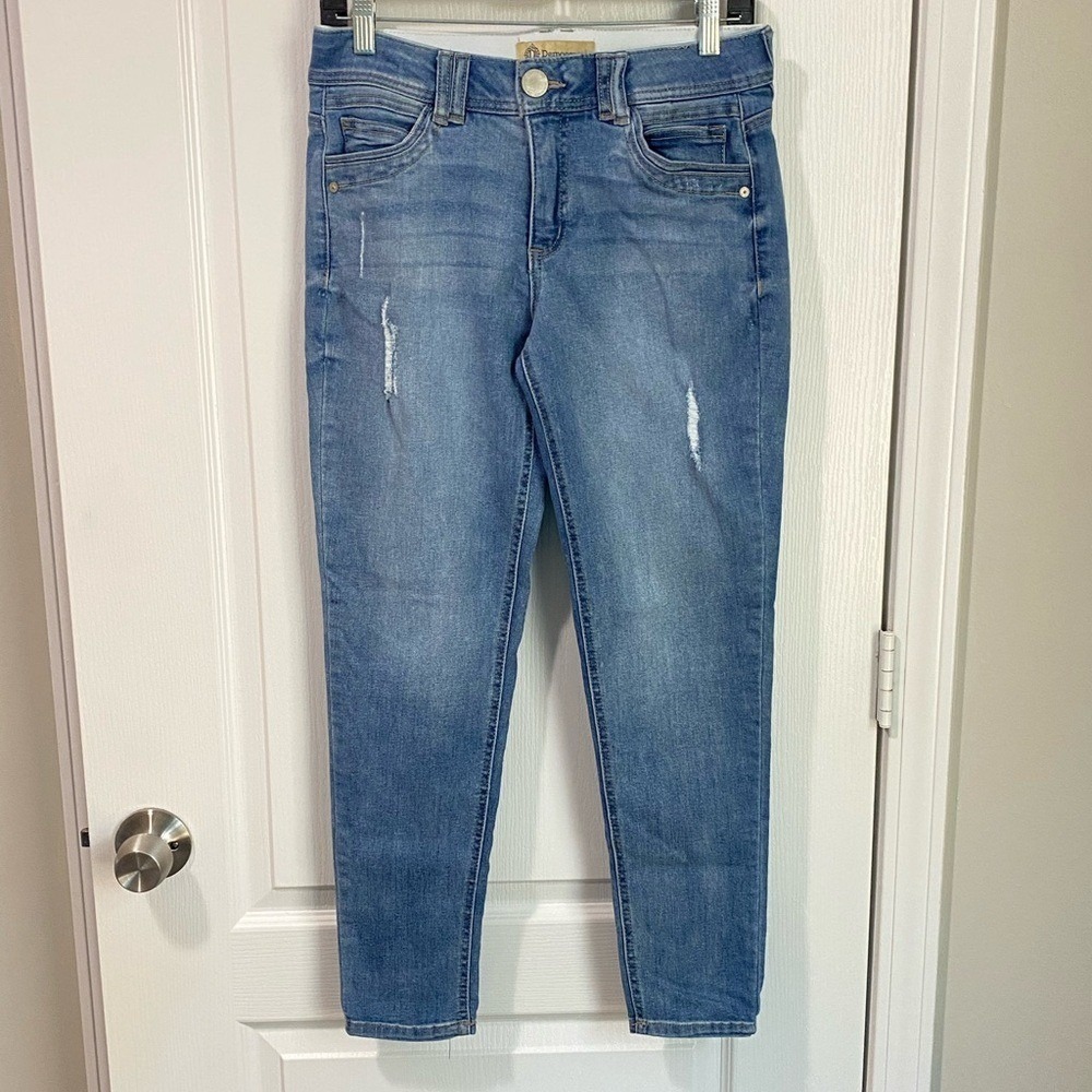 Democracy Ab Technology Mid Rise Cropped Ankle Distressed Jeans